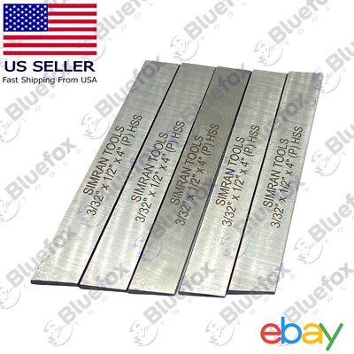 5x Cut Off Blade (3/32'' x 1/2'' x 4'') M2 Grade HSS Hardened & Ground Parting Tool