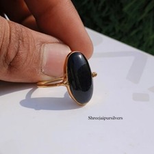 Black Onyx Ring 18K Gold Plated Handmade Ring Gift For Valentine day