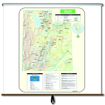 Utah Large Scale Shaded Relief Wall Map on Roller