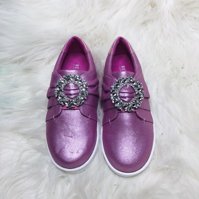 Reaction Kenneth Cole Sneakers Jeweled Metallic Pink Shoes Girls13 Youth 