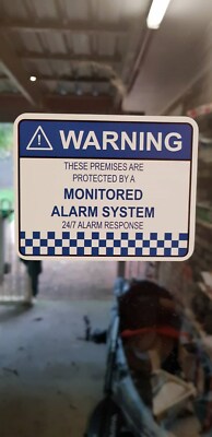 12 x Alarm System Monitored Warning Security Stickers 100mm x 80mm laminated