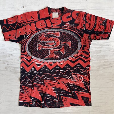 【極希少】49ERS SAN FRANCISCO 90s TシャツUSA製 Vintage 90s San Francisco 49ers magic johnson T's all ovet print
