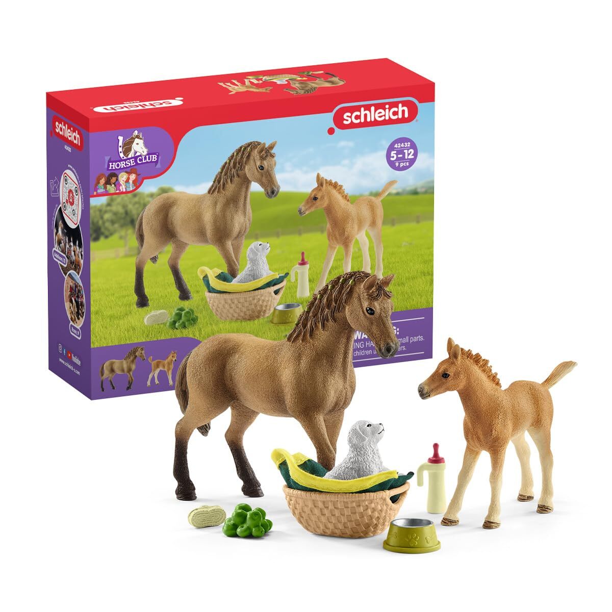 SCHLEICH 42432n Horse Club Sarah’s baby animal care Horse Club Toy Playset for c