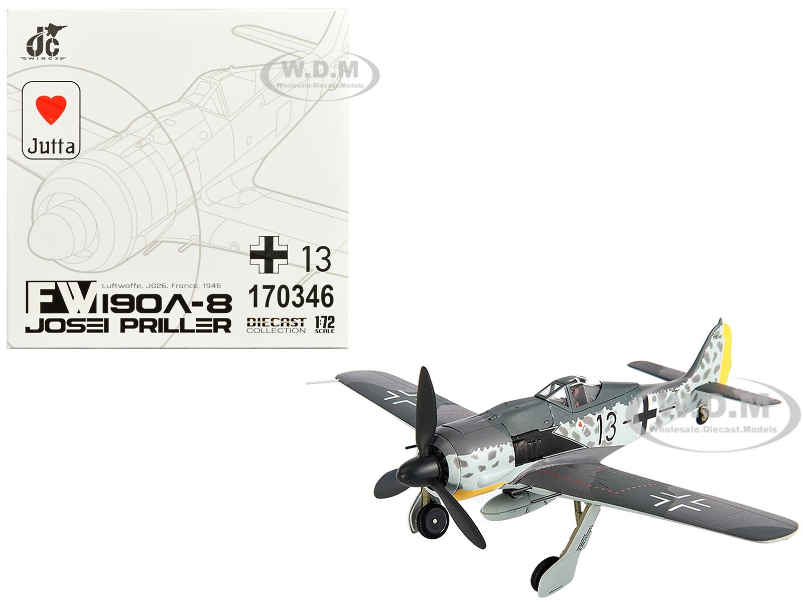 САМОЛЕТ FOCKE-WULF FW 190A-8 JG26 LUFTWAFFE 172 ПРОИЗВОДСТВА JC WINGS JCW-72-FW190-003 15090₽