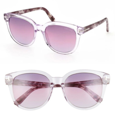 TOM FORD Olivia-02 TF914 78Z 54mm Round Cat Eye Sunglasses Clear Violet Gradient