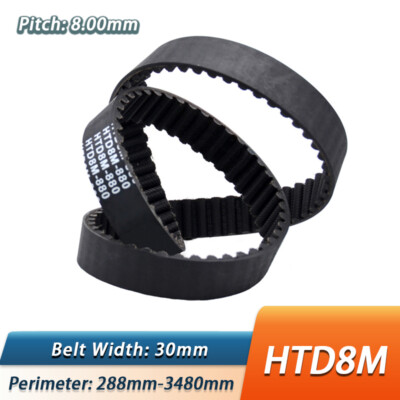 HTD8M Rubber Closed Loop Synchronous Timing Belt Perimeter 288-3480mm Width 30mm