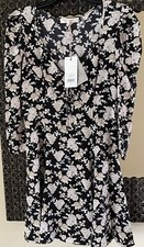 Loveshack Fancy Silk  Mini Dress Almond Cookie, V Neck, Size 4 NWT