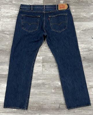 Levis 501 Jeans 40x30 Mens Blue Denim Medium Dark Wash Button Fly