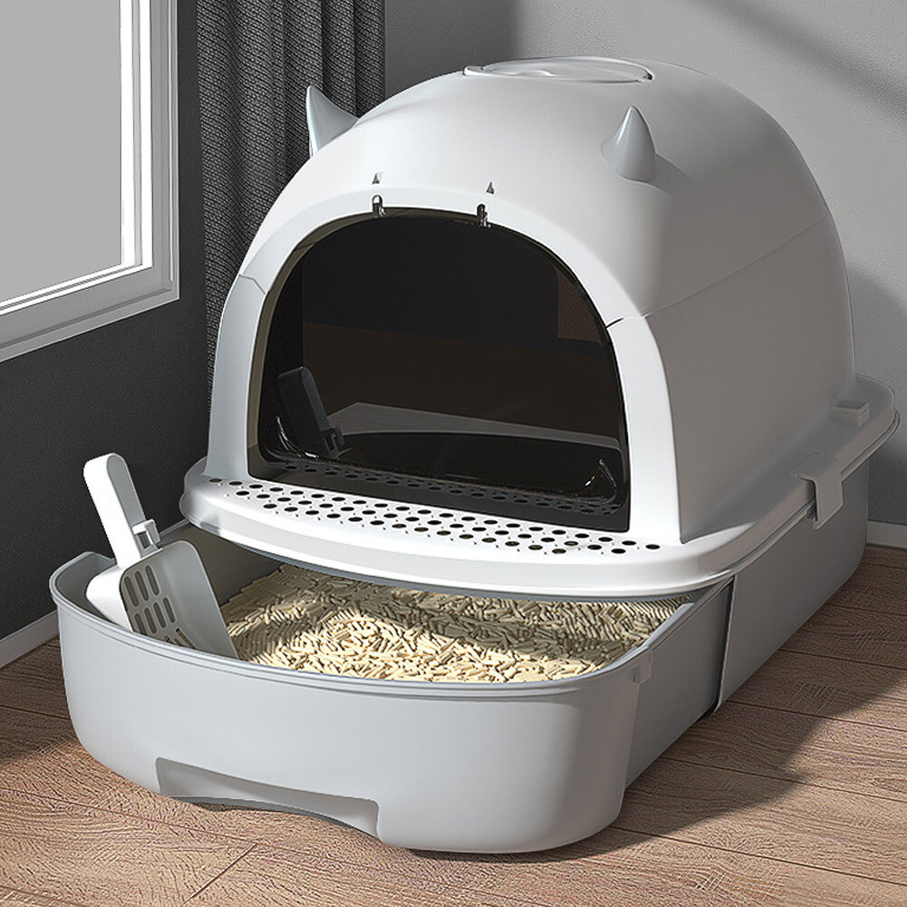 Extra Large Cat Litter Tray Box Full Hooded Flap Door Anti
