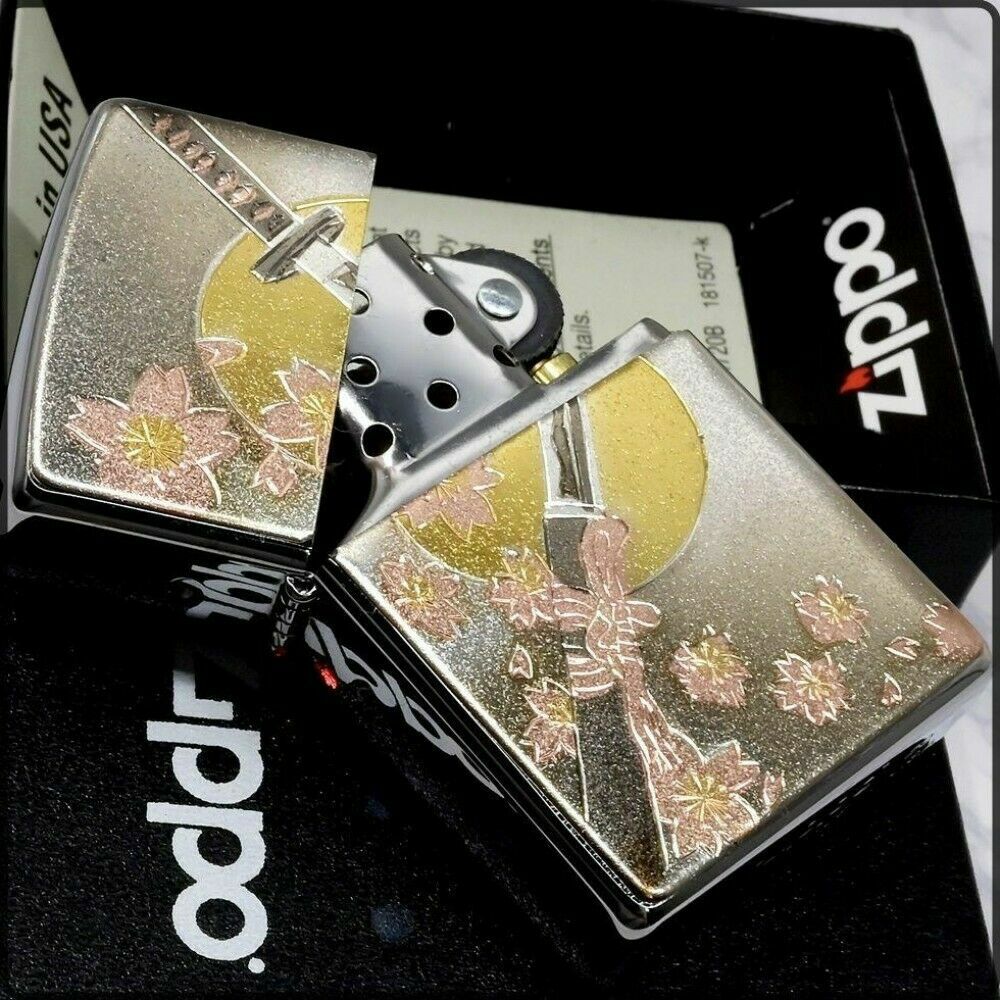 Zippo Japanese Sword Samurai Sakura Electroformed Plate