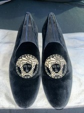 Versace Velvet Medusa Black Loafers Size 44/11 Men's