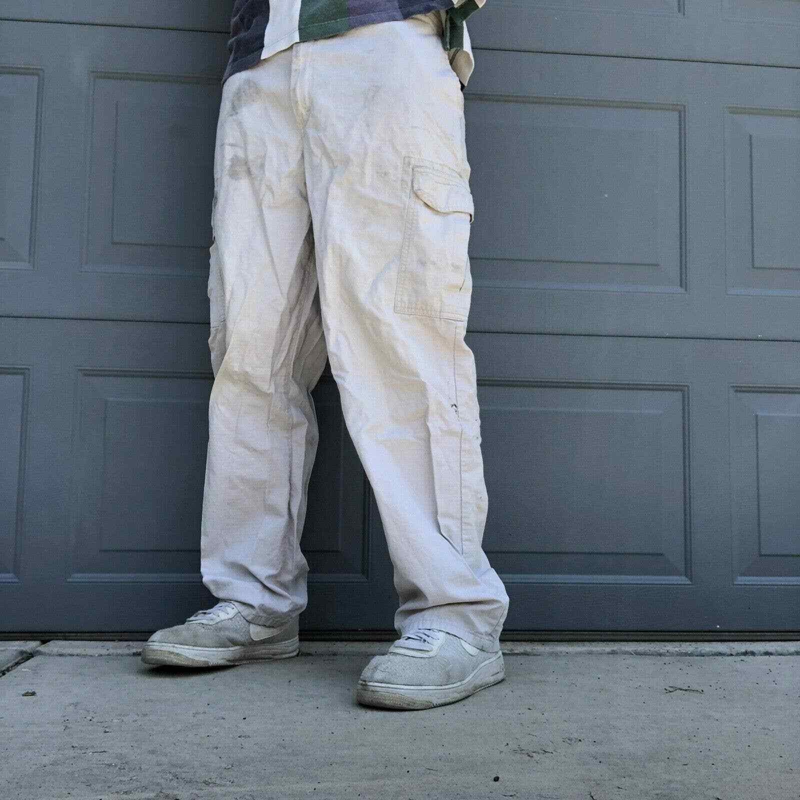 Dickies Cargo Pants Cream 36 X 32 Baggy Y2K Style Men… Gem