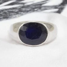 Black Onyx Oval Cut Gemstone With 925 Sterling Silver Ring For Men's #733