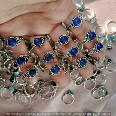 Sale Offer Lapis Lazuli Gemstone 925 Sterling Silver Plated Wholesale Lot Rings