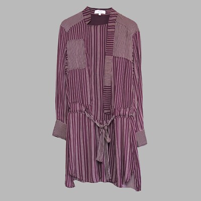 Reiss Albi Relaxed Striped Shirt Dress in Berry/Ivory | UK 6