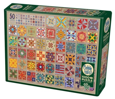 50 States Quilt Blocks 1000 Piece Jigsaw Puzzle Cobble Hill New