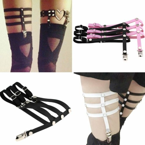 Faux Leather Garter Belt Elastic Gothic 