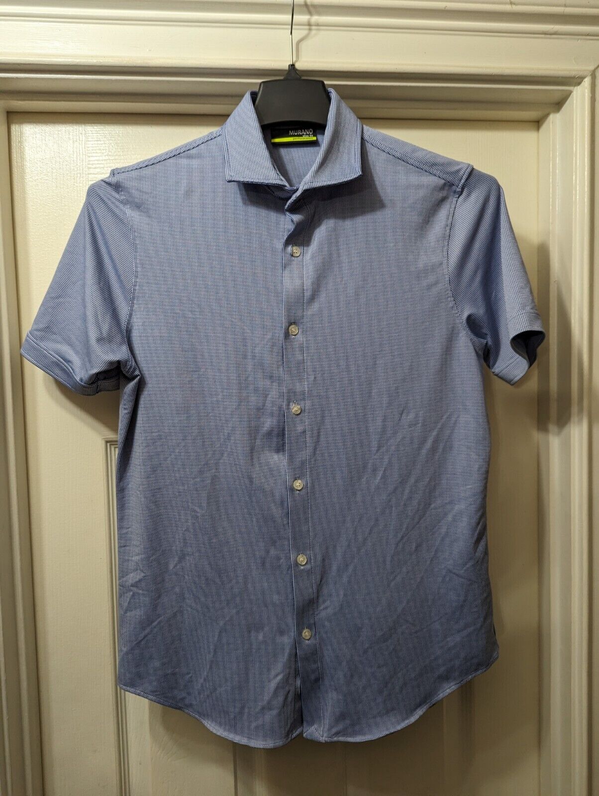 Murano Performance Shirt Slim Fit Mens Medium Short Sleeve Spandex Nylon Blue