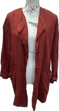 NEW Zara Rust 100% Linen Jacket Size S RRP £69.99 Pockets