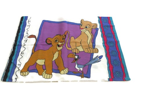 Vtg Disney Lion King Pillowcase Standard Twin Bed Size Nala Simba Timon Pumba