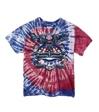 Vintage Y2K Tie Dye T-Shirt Legendary USA Power Hot Rod Drag Car Red White Blue