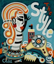 JACQUELINE DITT - The Style is Personality A4 DRUCK n.Gemälde Frisur Föhn