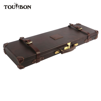 TOURBON Canvas/Leather Shot Gun Case Take Down Rifle Case Hard Gun Cabinet Safe
