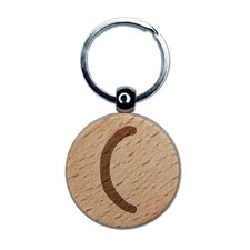Letter C Uppercase Felt Marker Font Engraved Wood Round Keychain Tag Charm