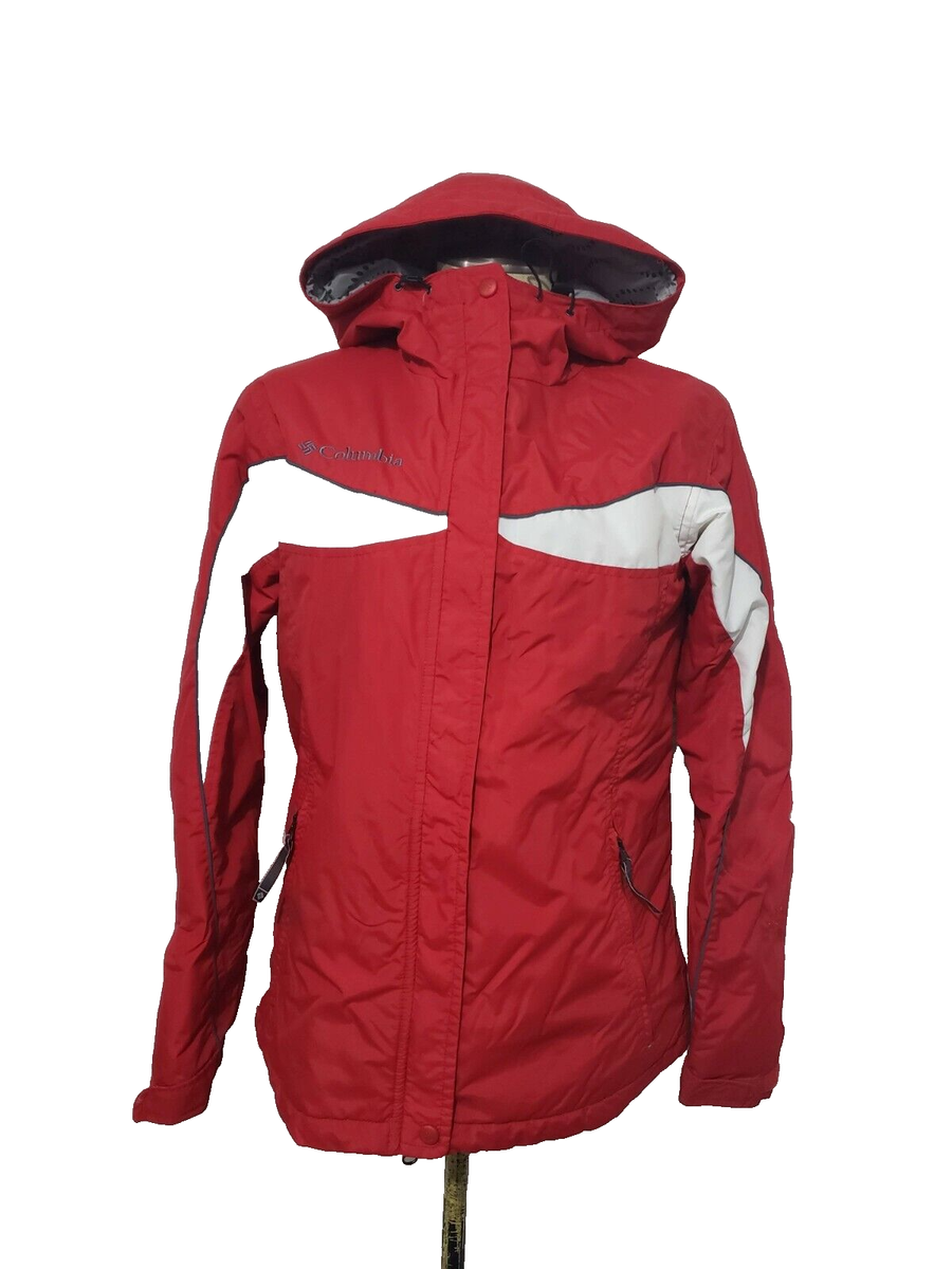 Columbia Sportswear Nylon Red & Gray Zip Hooded Women's Jacket