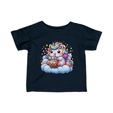 Baby Unicorn Drinking Boba Infant Tee (Fine Jersey)