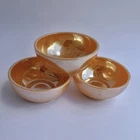 SET OF 3 Fire King Peach Luster Small Bowls 4.75" Thick Glass EXCELLENT