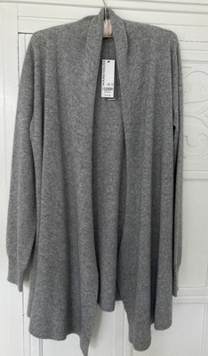 WAREHOUSE - 100% graue Kaschmir Oversize Wasserfall Strickjacke. Größe:UK 14