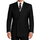 VINCI Men's Black Double-Breasted Suit w/ Adjustable Waist, Reg-Fit - NEW