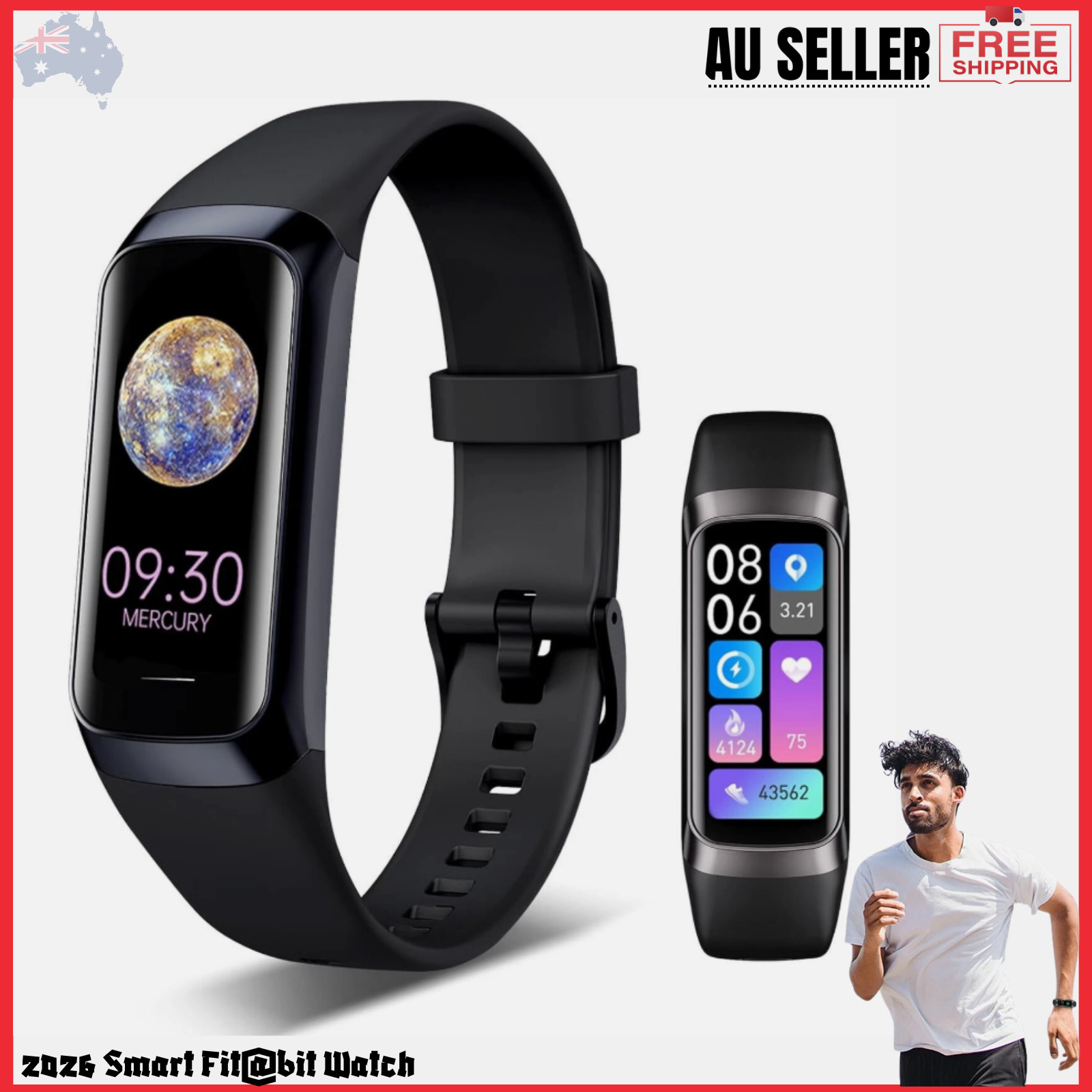 2026 Smart Fit@bit Watch Activity Fitness Tracker Heart Rate Monitor Waterproof