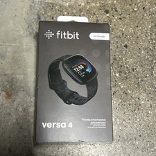 Fitbit Versa 4 Fitness Smartwatch - Graphite Aluminum Case, Black Band NEW