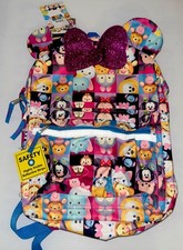 NWT Disney Tsum Tsum Backpack With Front Pouch Faces Bow  Ears, NEW.