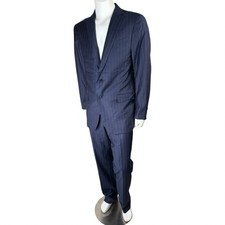 Ermenegildo Zegna Trofeo Navy Pinstripe Wool Suit 48R Jacket / 35W x 31L Pants