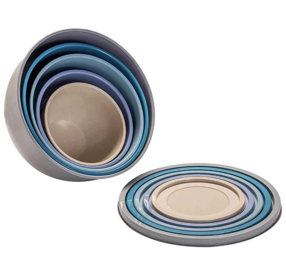 Juego de cuencos mezcladores surtidos de plástico antideslizante Mainstays con tapas (10 piezas) Foto 2 de 4