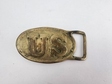 Civil War Oval Brass US Belt Buckle Vintage Die Cast