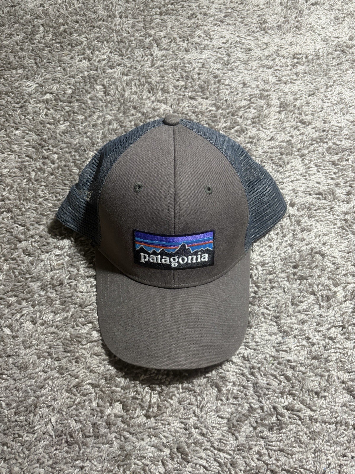 Patagonia Trucker Hat Gray Snapback Mesh Back P6 Logo Cap Adult OSFA