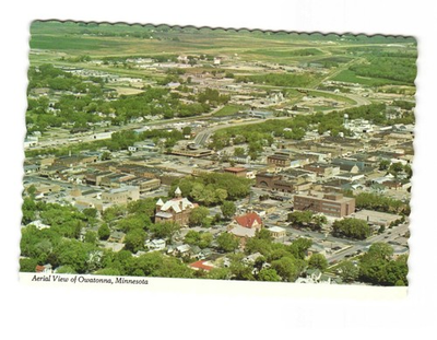 #ad Aerial view of Owatonna MN Steele County seat vintage postcard unposted $5.95