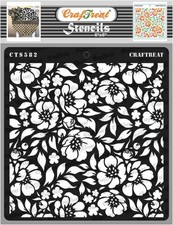 CrafTreat Reusable Flower Stencils for Painting 6x6 inches 1 count , White