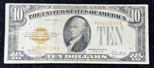 1928 $10 Gold Certificate - Low Grade