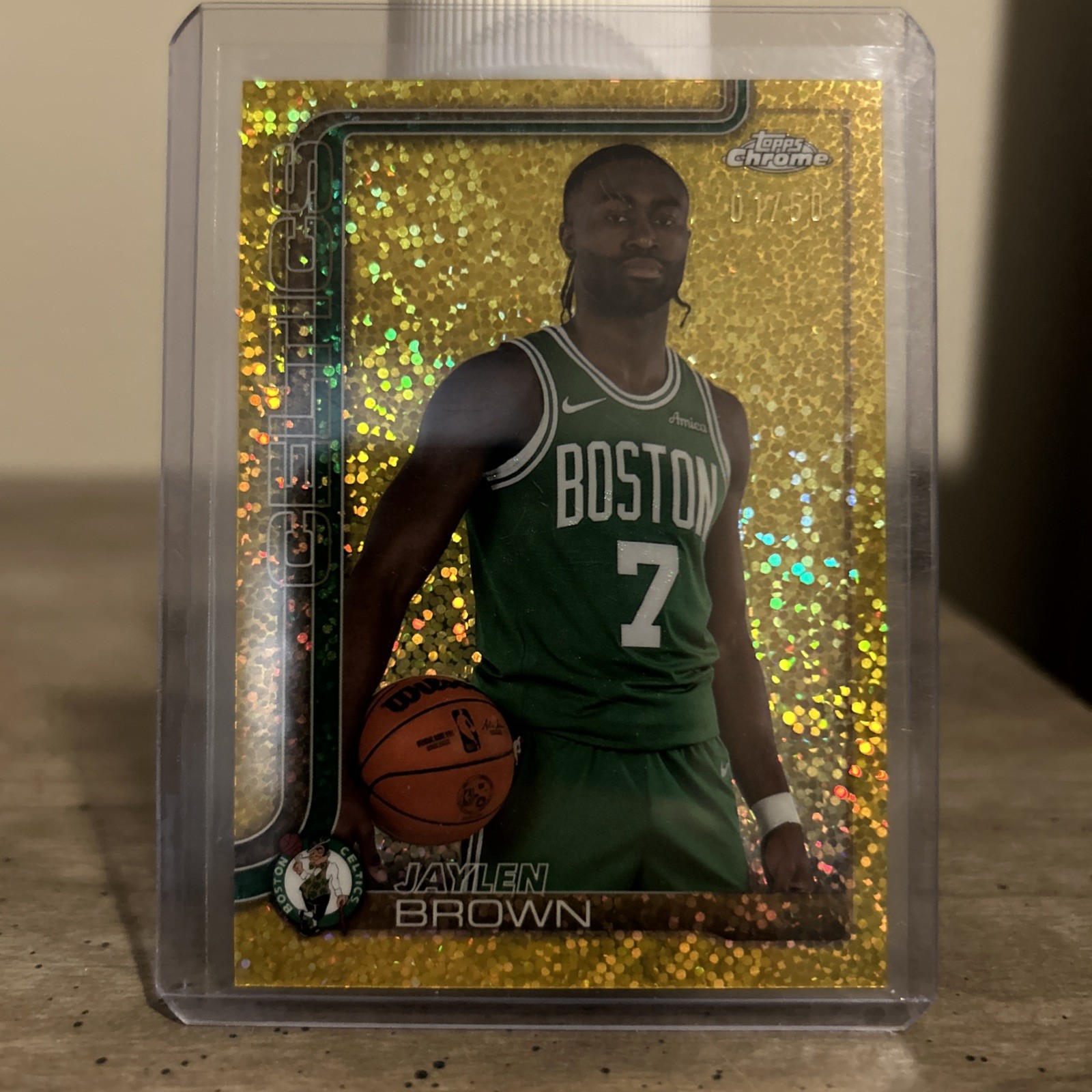 2025 Topps Chrome Jaylen Brown Gold Speckle Image Variation Ref /50 #51 Celtics