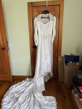 Wedding Gown With Attached Train vintage. Long Sleeved Estimated Size. 0-4