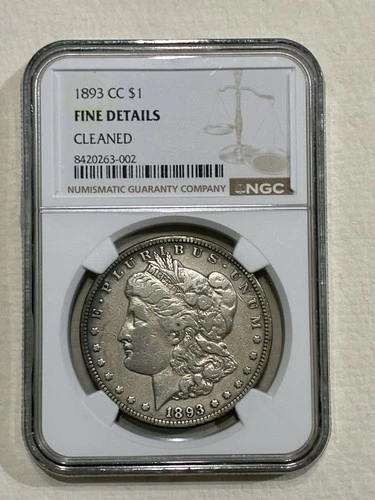 1893 CC Morgan Silver Dollar $1 NGC Fine Rare Date Coin!!!