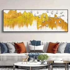 Panoramic Art Deco Style Abstract Ink Painting Canvas Wall Art Home Decor
