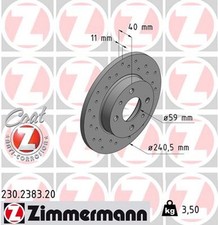 2x ZIMMERMANN Bremsscheibe COAT Z 230.2383.20 für ABARTH 695C 500 695 595 500C