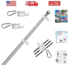 6 FT Stainless Steel Flag Pole Kit with Rotating Rings & Easy Assembly - Silver