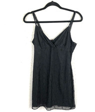 Y2K Dark Fairy Mini Dress Junior L Black Mesh Overlay Y2K Whimsigoth Babydoll